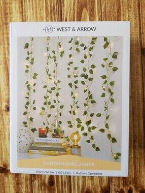 West & Arrow Curtain Vine Lights - Warm White LED NIB NWT